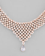 Thumbnail for VOJ Silver Plated Party Wear AD Choker Necklace Jewellery Set - Distacart