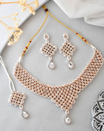 Thumbnail for VOJ Silver Plated Party Wear AD Choker Necklace Jewellery Set - Distacart