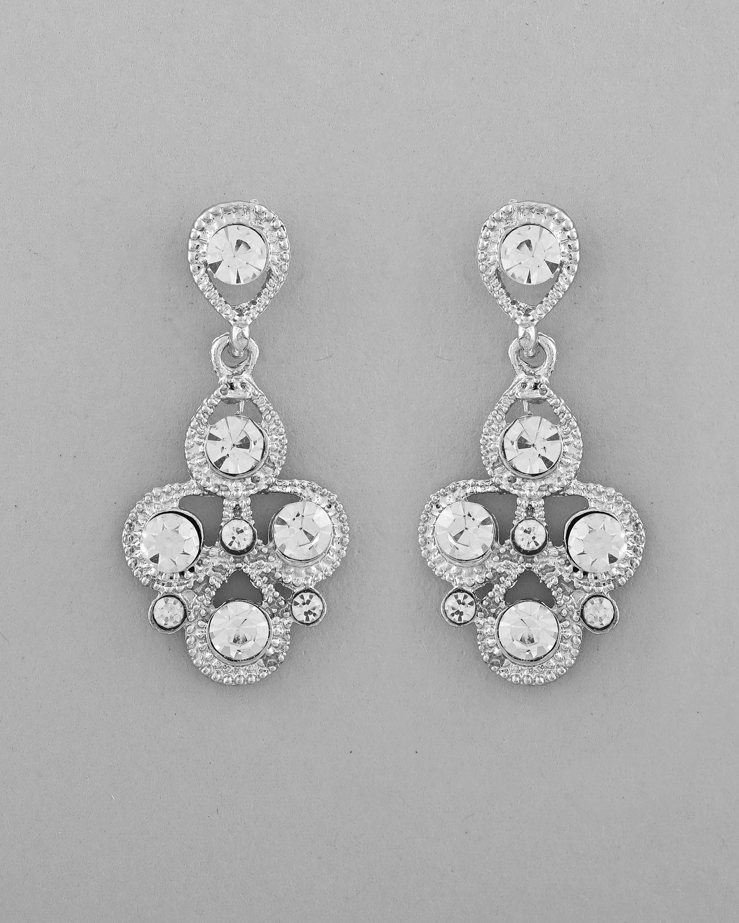 VOJ AD Stone Studded Silver Plated Necklace and Earrings Set - Distacart