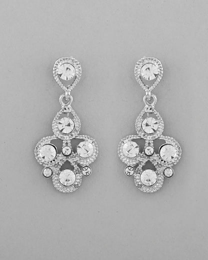 VOJ AD Stone Studded Silver Plated Necklace and Earrings Set - Distacart