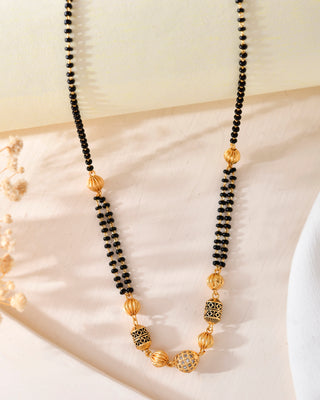 VOJ Gold-Polished Stone Studded Cricular shaped Mangalsutra - Distacart