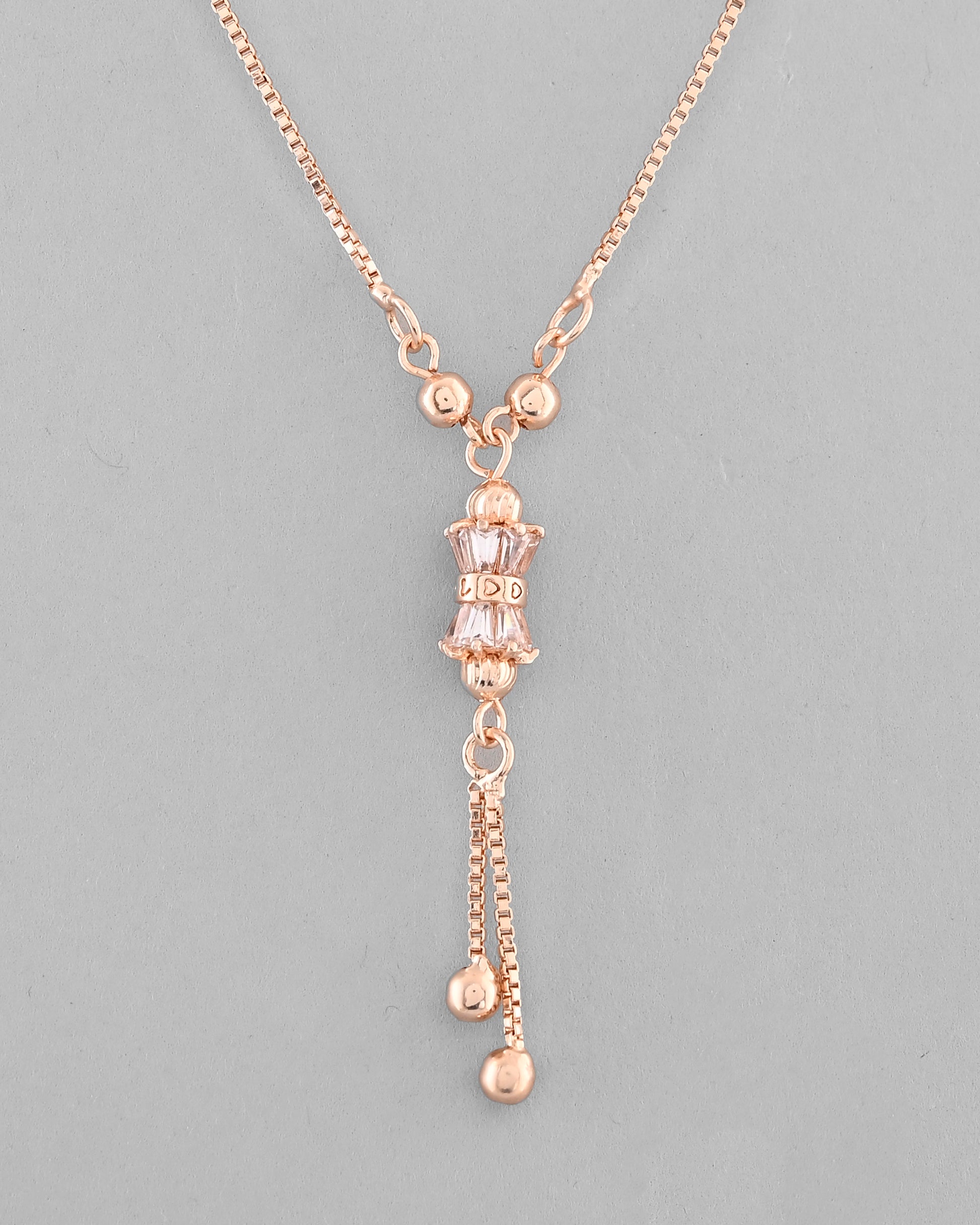 VOJ Rose Gold-Polished AD Stone Studded Chain - Distacart
