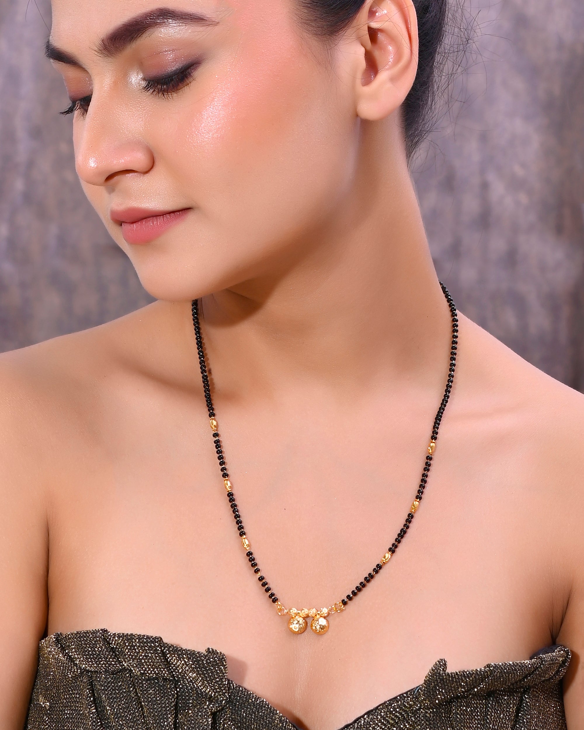 VOJ Gold-Polished Beaded Mangalsutra - Distacart