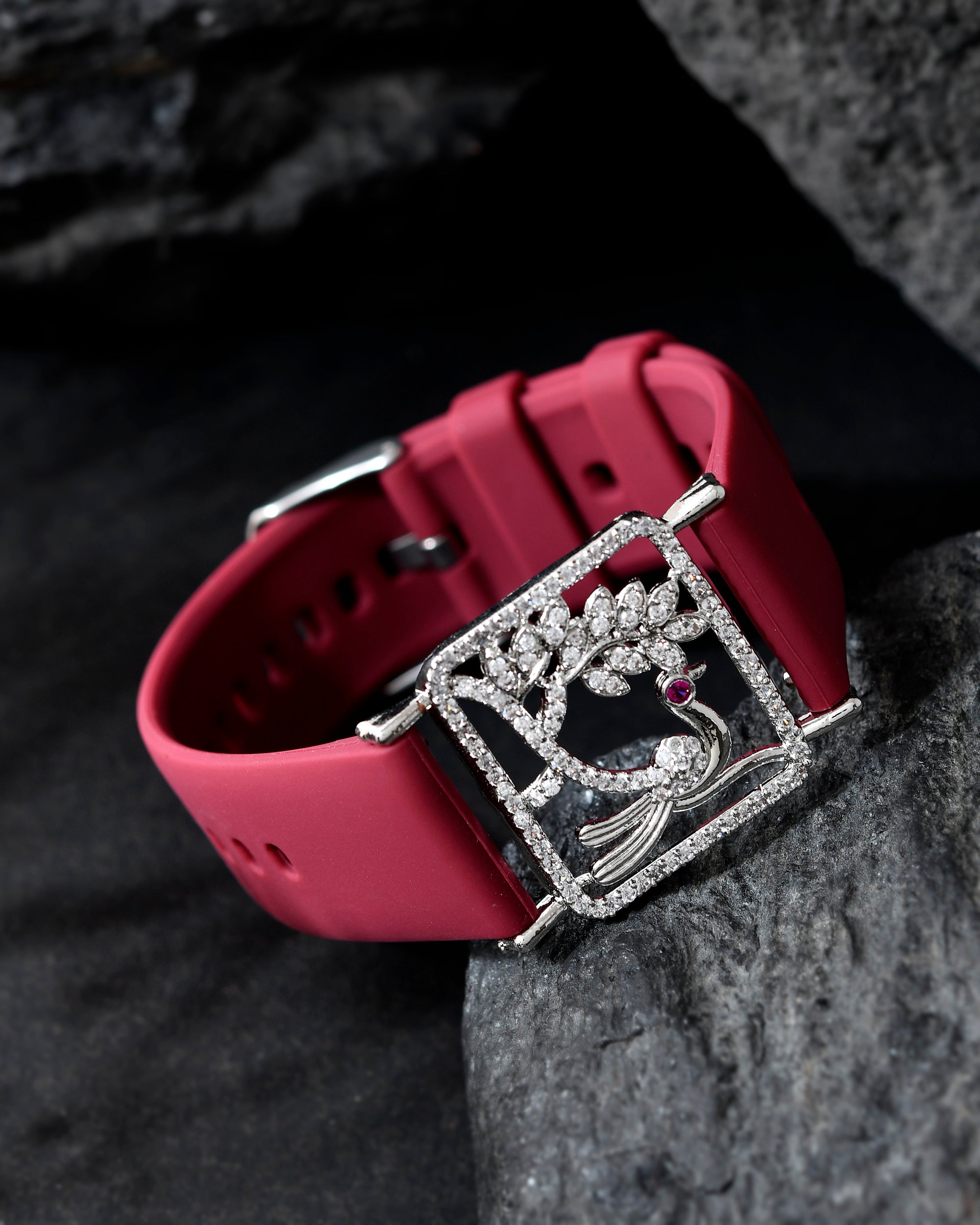 VOJ Silver Plated AD Stone Studded Belt Bracelet - Distacart