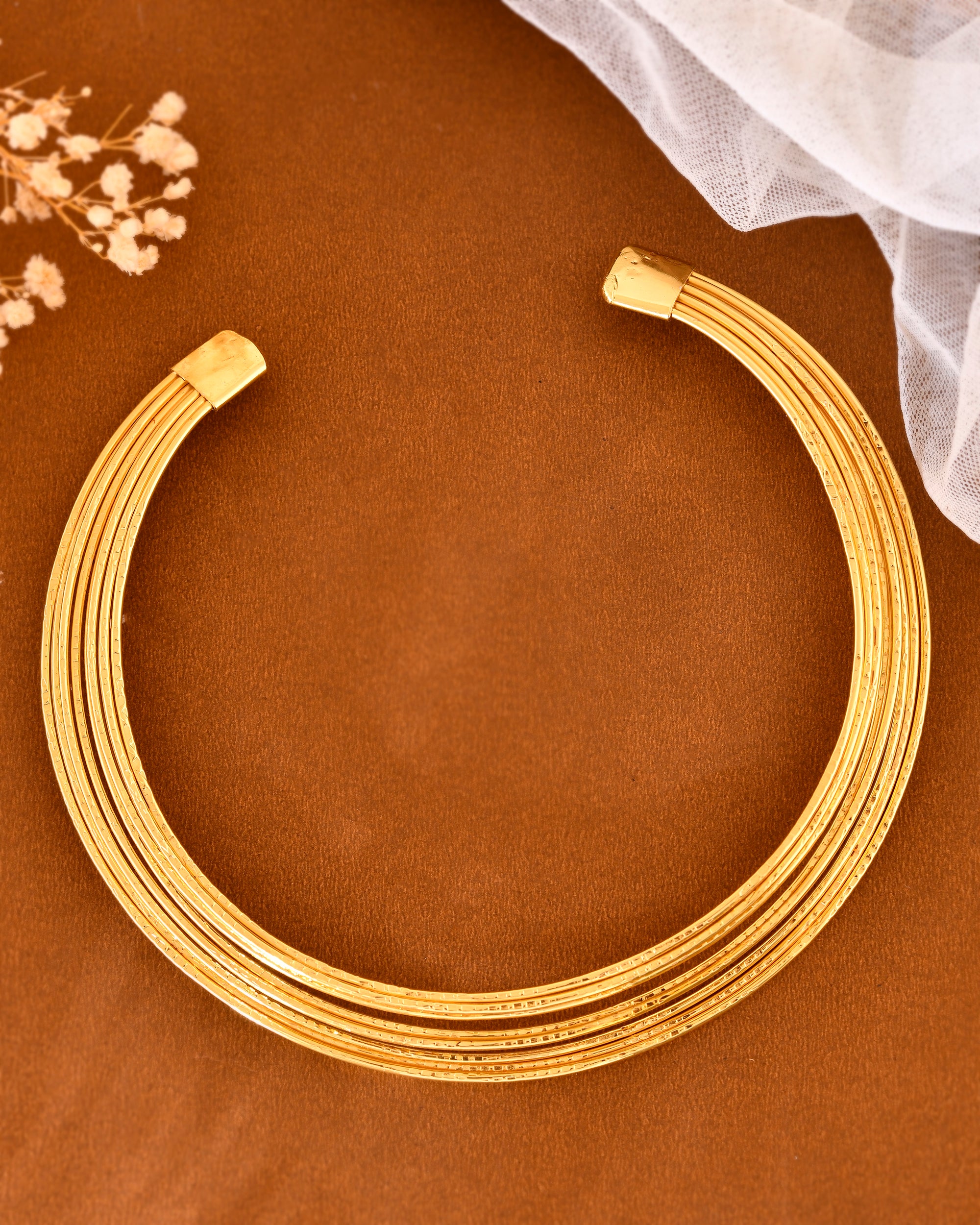 VOJ Gold-Polished Muti Layared Hasli Necklace - Distacart