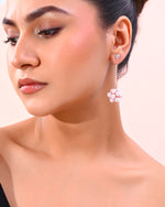 Thumbnail for VOJ Rose Gold-Polished Handcrafted Floral Pearl Drop Earrings - Distacart