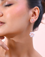 Thumbnail for VOJ Rose Gold-Polished Handcrafted Floral Pearl Drop Earrings - Distacart