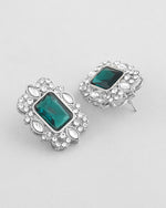 Thumbnail for VOJ Green Silver-Plated Long Necklace Earring Jewellery Set - Distacart
