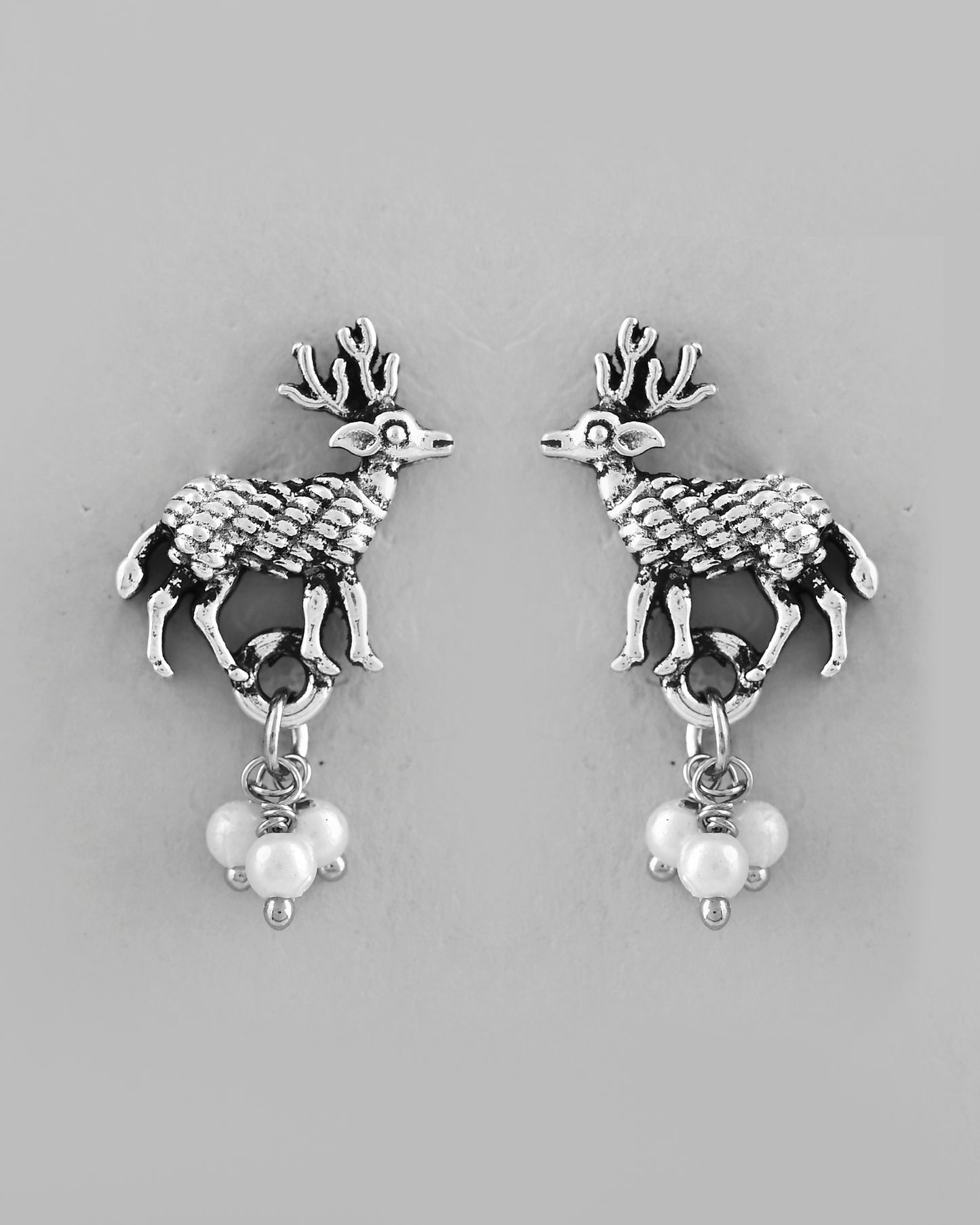 VOJ Rhodium-Plated Deer Oxidized Contemporary Choker With Earrings Set - Distacart