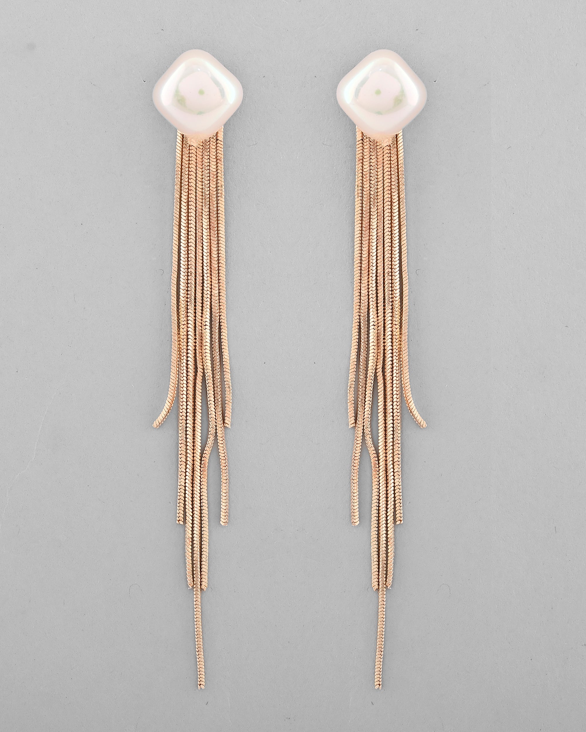 VOJ Gold-Polished Handcrafted Pearl Studded Classic Drop Earrings - Distacart