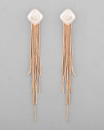 Thumbnail for VOJ Gold-Polished Handcrafted Pearl Studded Classic Drop Earrings - Distacart