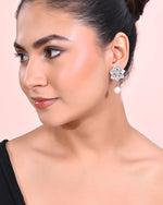 Thumbnail for VOJ Silver Plated Floral Stone Studded Earrings - Distacart