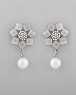 Thumbnail for VOJ Silver Plated Floral Stone Studded Earrings - Distacart