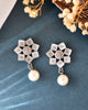 VOJ Silver Plated Floral Stone Studded Earrings - Distacart