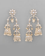 Thumbnail for VOJ Gold-Polished Kundan Contemporary Up & Down Jhumka Earrings - Distacart