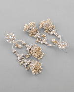 Thumbnail for VOJ Gold-Polished Kundan Contemporary Up & Down Jhumka Earrings - Distacart