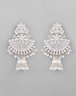 Thumbnail for VOJ Silver plated Kundan Contemporary Jhumka Earrings - Distacart