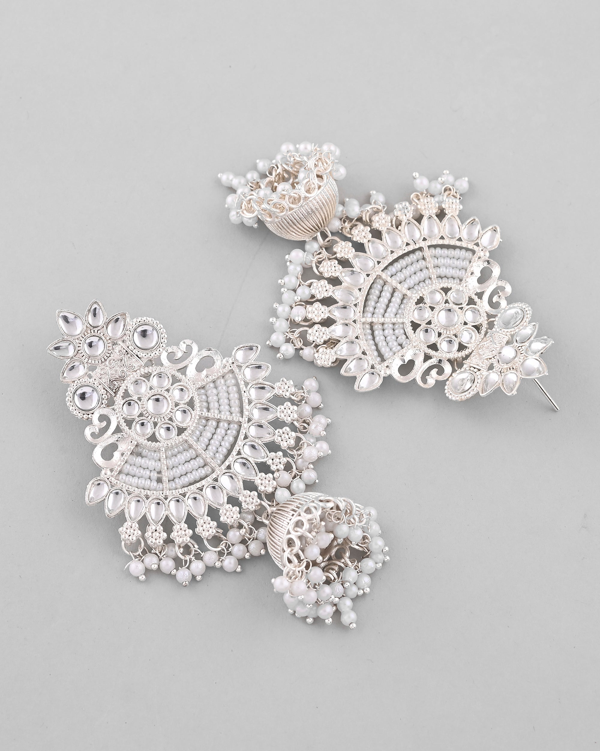 VOJ Silver plated Kundan Contemporary Jhumka Earrings - Distacart