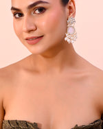 Thumbnail for VOJ Gold-Toned Kundan Studded Contemporary Oxidised Drop Earrings - Distacart