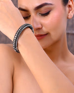 Thumbnail for VOJ Rhodium-Plated Contemporay Oxidized Cuff Bracelet - Distacart