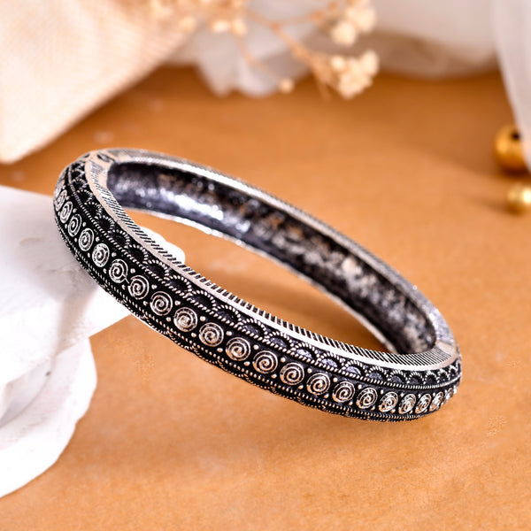 VOJ Rhodium-Plated Contemporay Oxidized Cuff Bracelet - Distacart