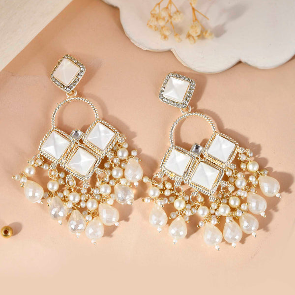 VOJ Gold-Polished geometrical Shaped Classic Drop Earrings - Distacart