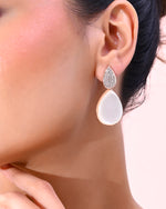 Thumbnail for VOJ Gold-Polished CZ-Studded Korean Drop Earrings - Distacart