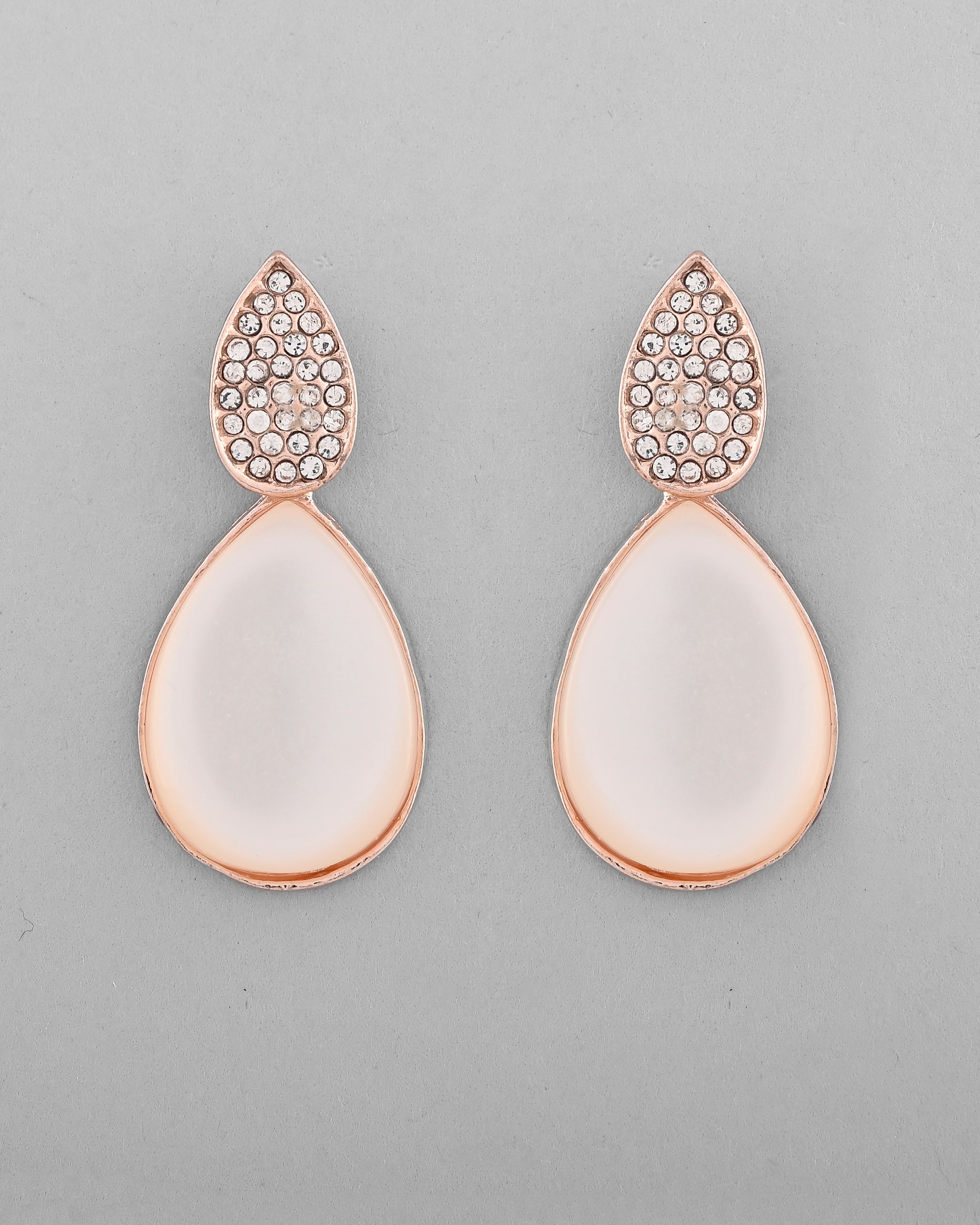 VOJ Gold-Polished CZ-Studded Korean Drop Earrings - Distacart