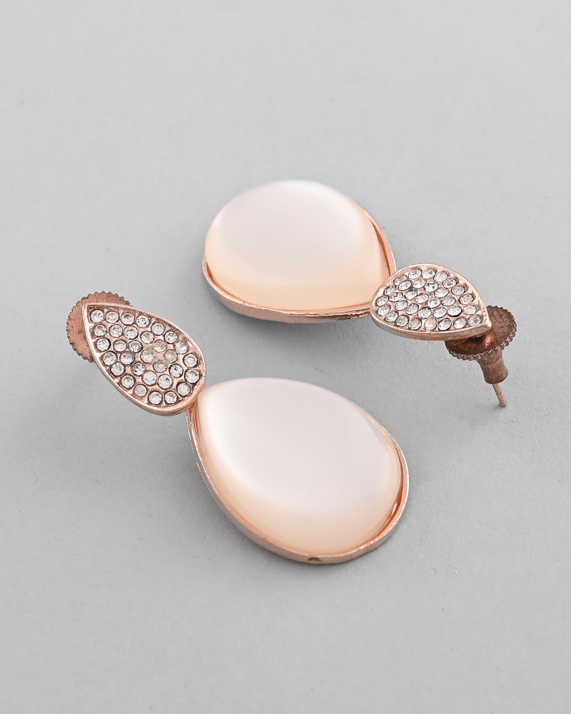 VOJ Gold-Polished CZ-Studded Korean Drop Earrings - Distacart