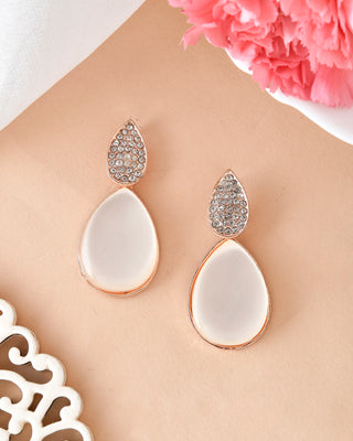VOJ Gold-Polished CZ-Studded Korean Drop Earrings - Distacart