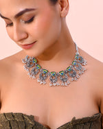 Thumbnail for VOJ Silver Plated Peacock Contemporary Choker And Earrings - Distacart