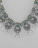 Thumbnail for VOJ Silver Plated Peacock Contemporary Choker And Earrings - Distacart