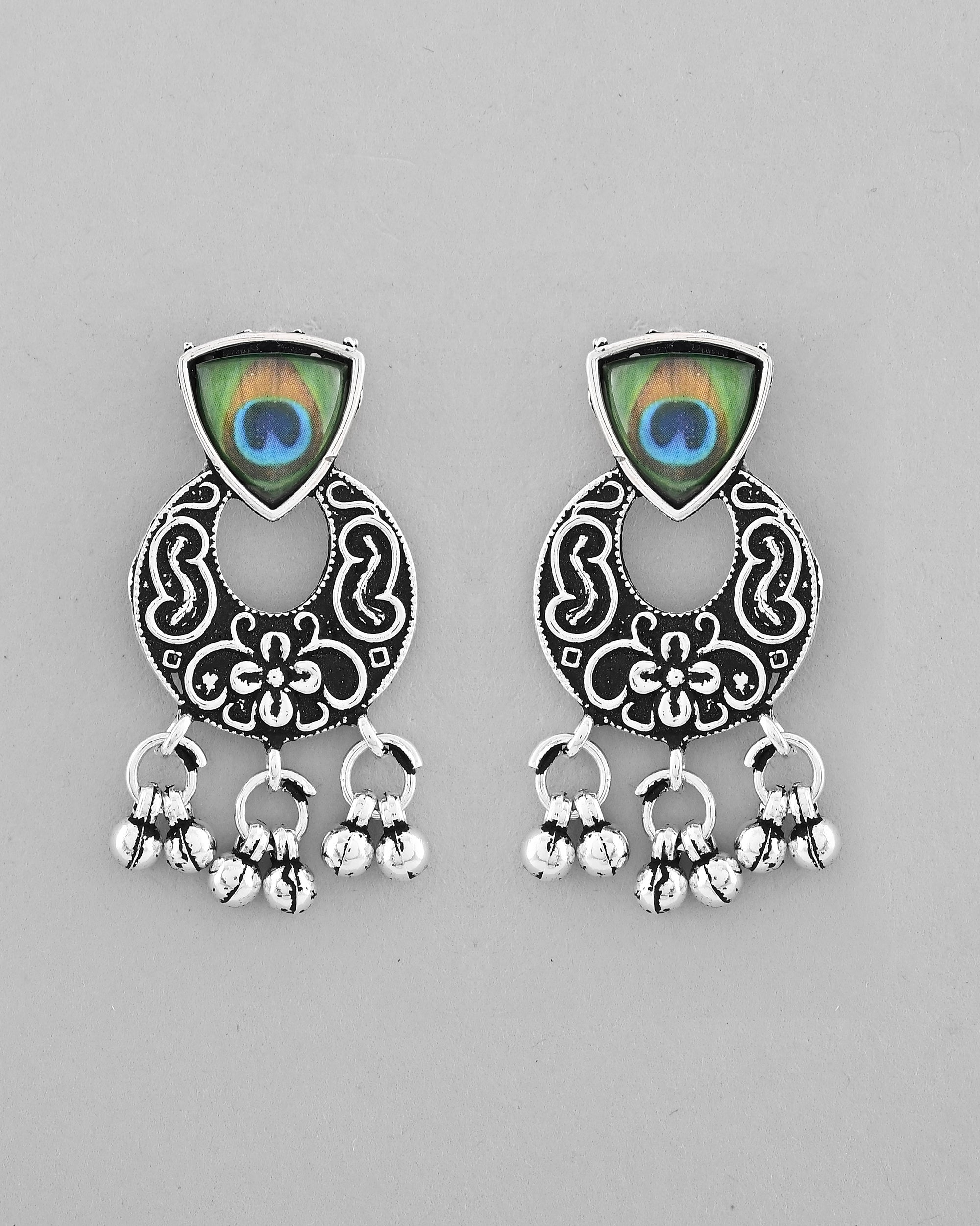 VOJ Silver Plated Peacock Contemporary Choker And Earrings - Distacart