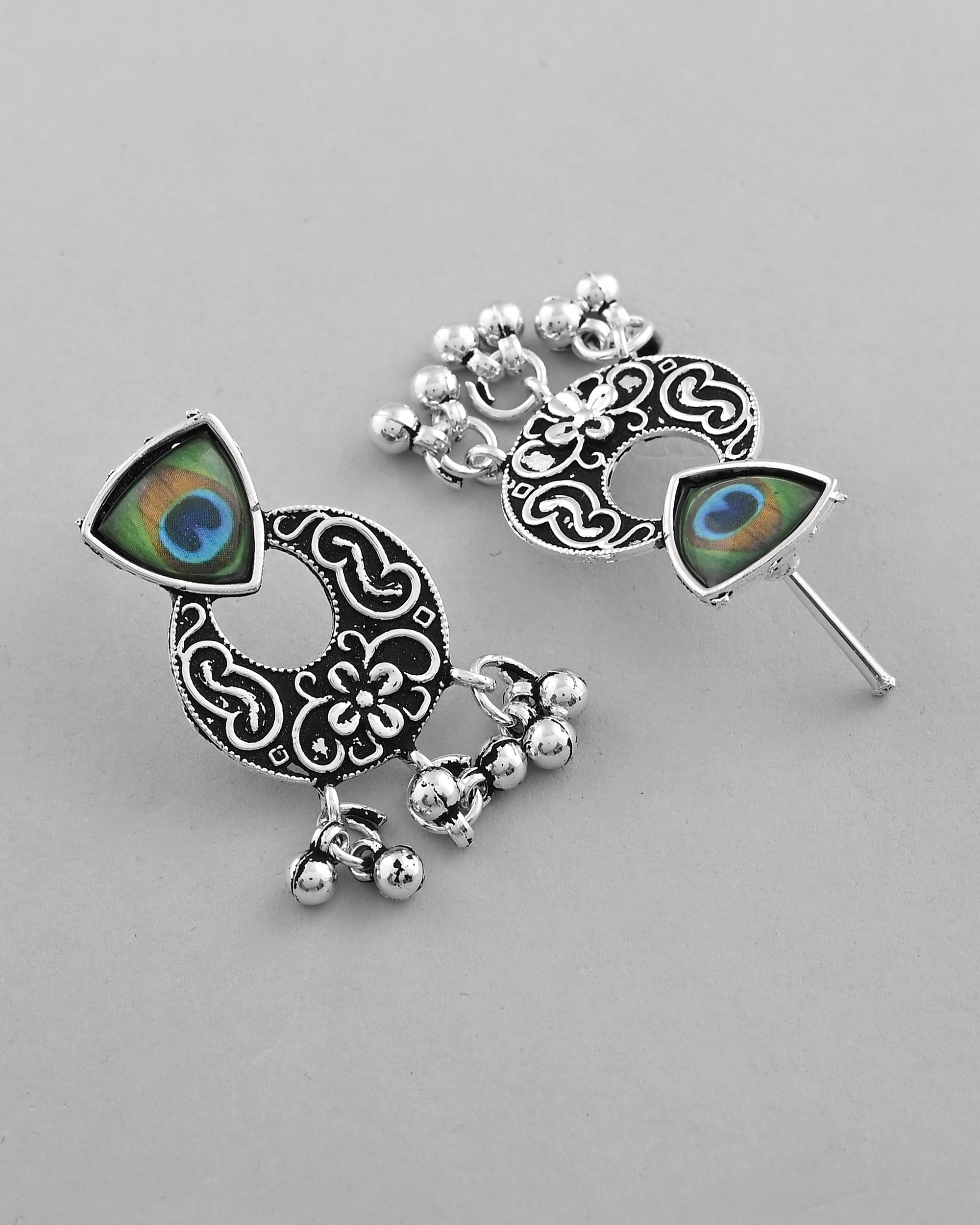 VOJ Silver Plated Peacock Contemporary Choker And Earrings - Distacart