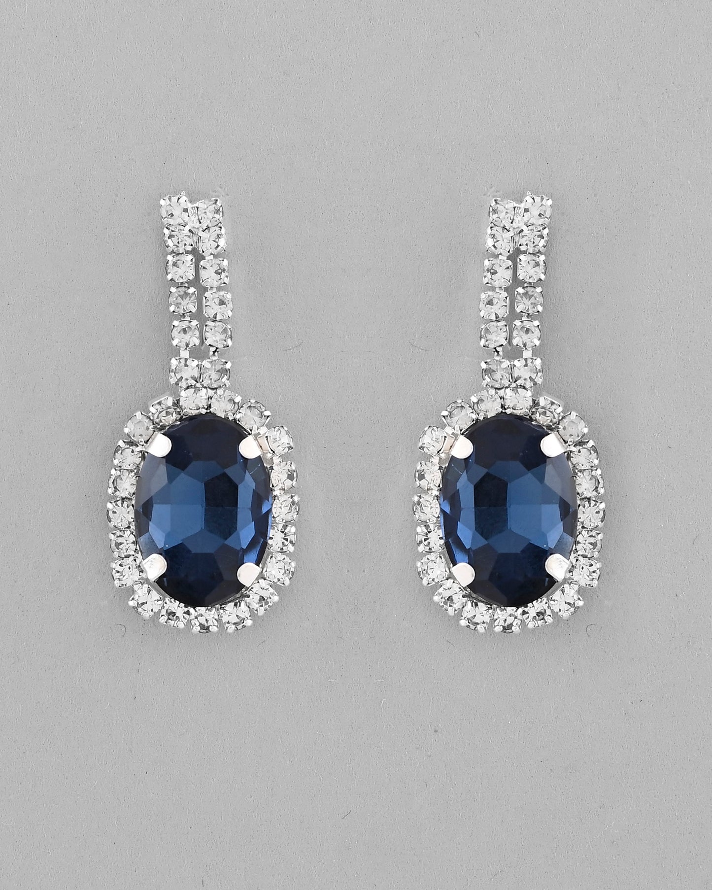 VOJ Silver Plated AD-Stone Studded With Dark Blue Stone Choker Set - Distacart