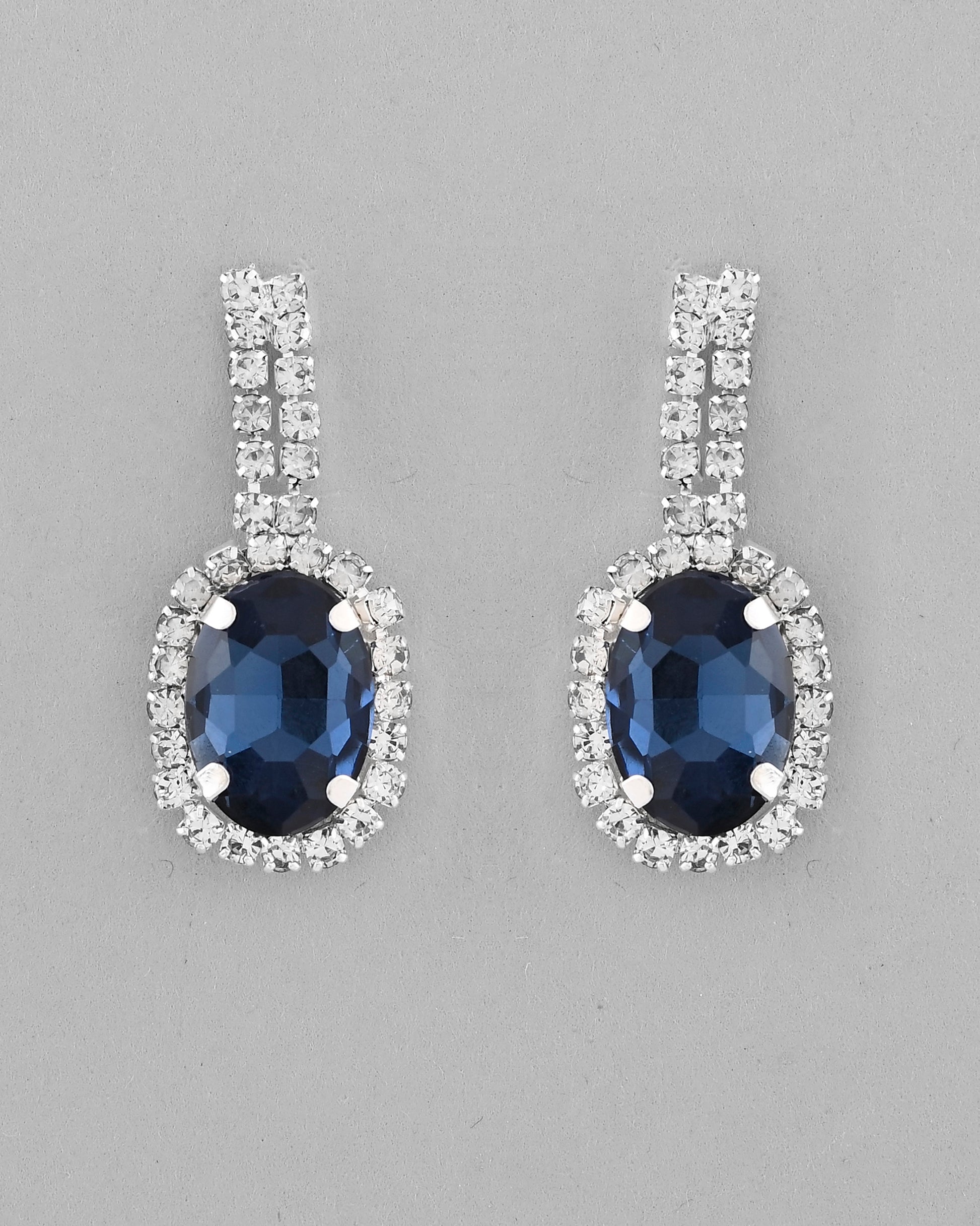 VOJ Silver Plated AD-Stone Studded With Dark Blue Stone Choker Set - Distacart