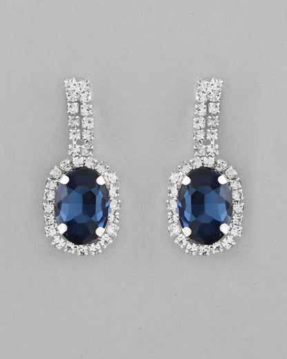 VOJ Silver Plated AD-Stone Studded With Dark Blue Stone Choker Set - Distacart