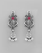 Thumbnail for VOJ Silver Plated Stone Studded Oxidized Long Necklace And Earrings - Distacart