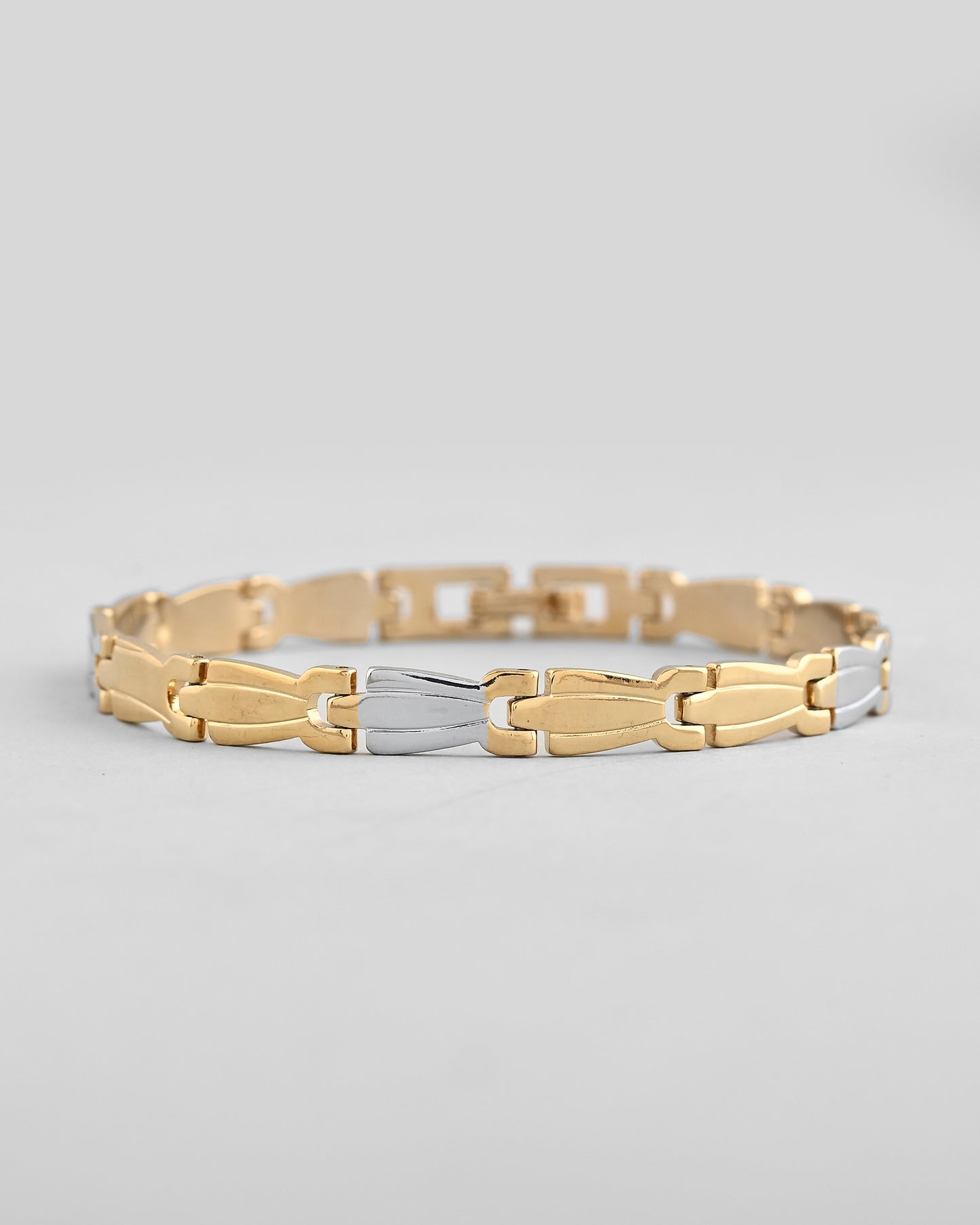 VOJ Gold and Silver Polished Designer Men Bracelet - Distacart