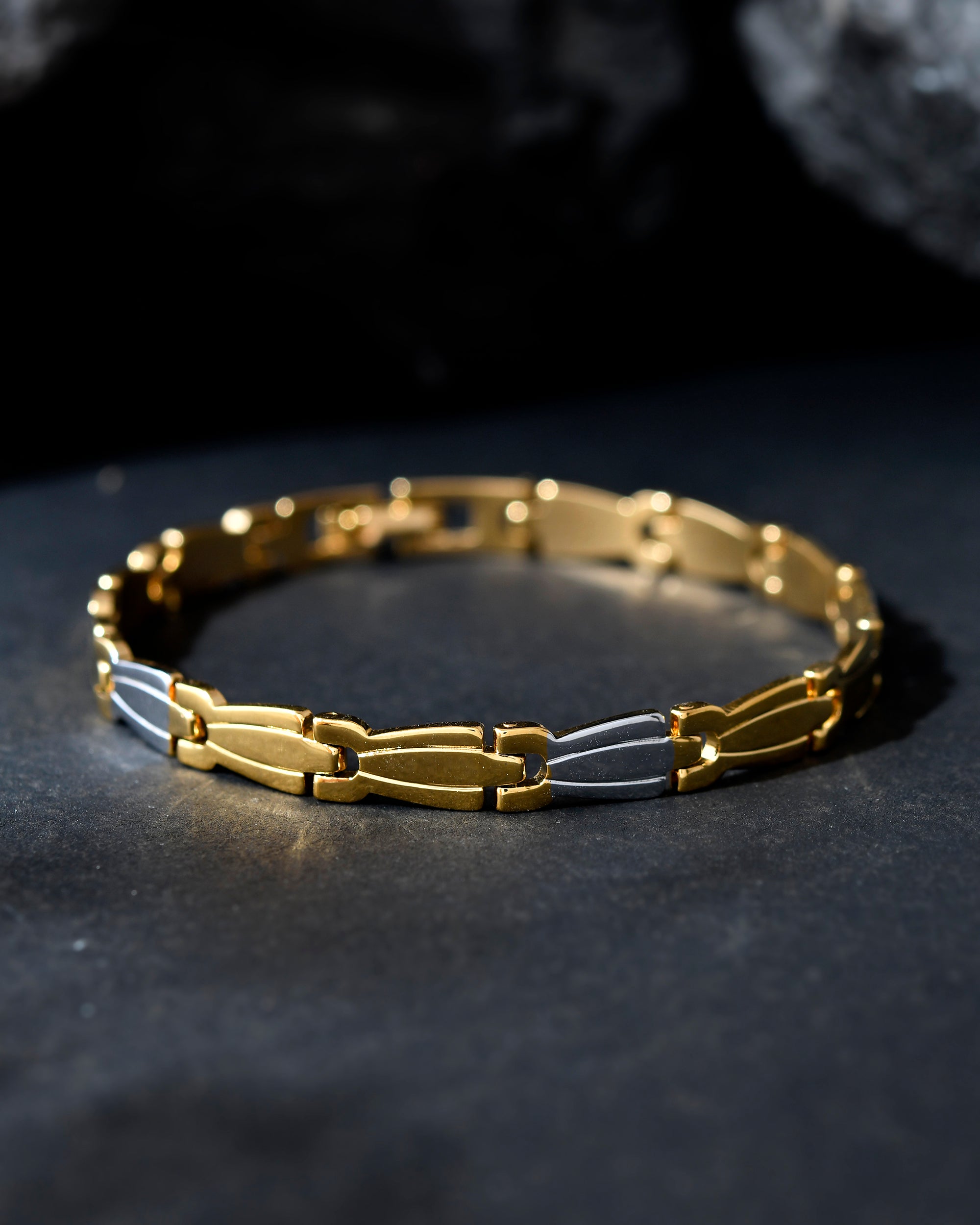VOJ Gold and Silver Polished Designer Men Bracelet - Distacart