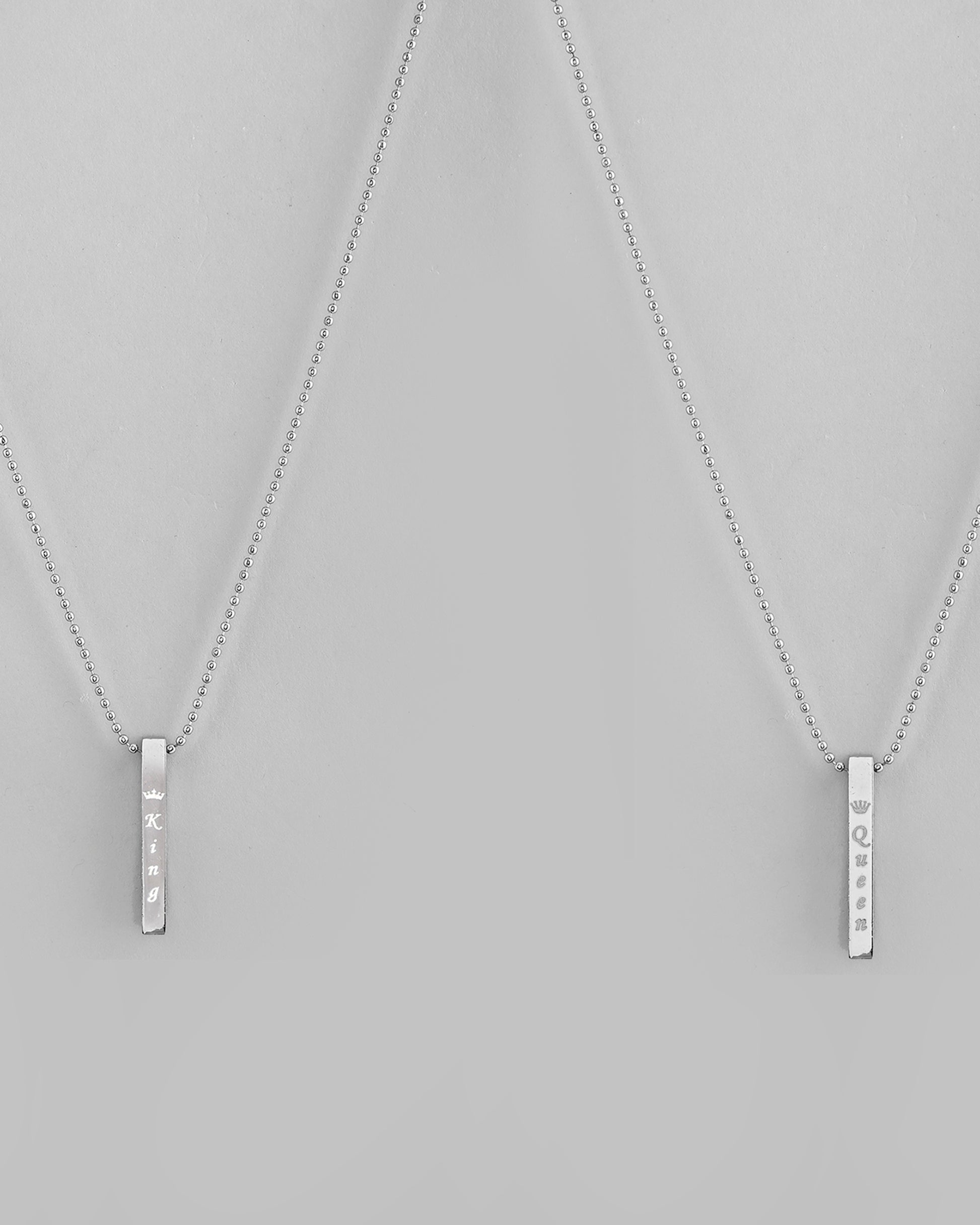VOJ Silver Plated Couple King & Queen Chain Set - Distacart