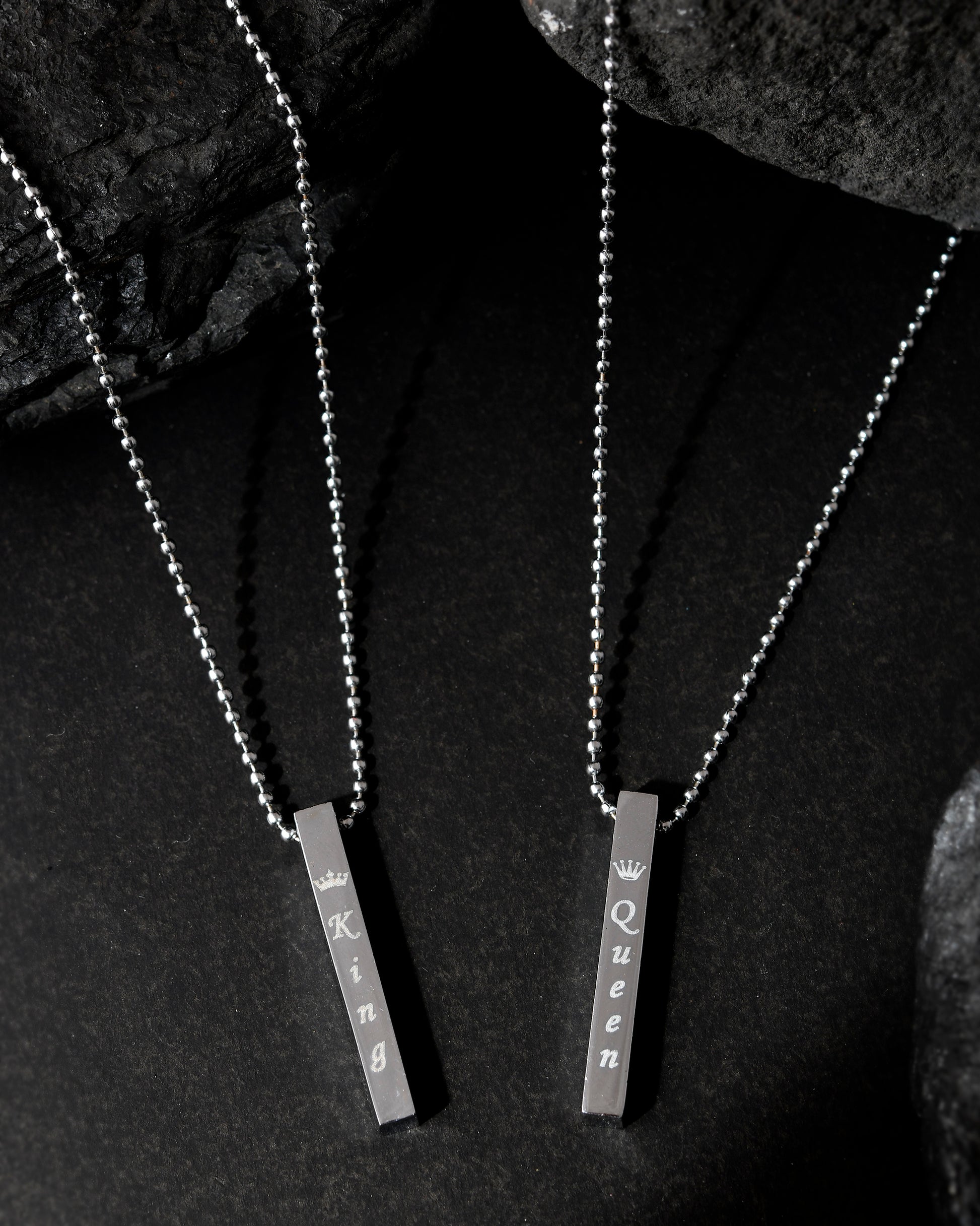 VOJ Silver Plated Couple King & Queen Chain Set - Distacart