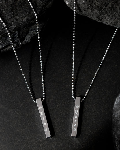 VOJ Silver Plated Couple King & Queen Chain Set - Distacart
