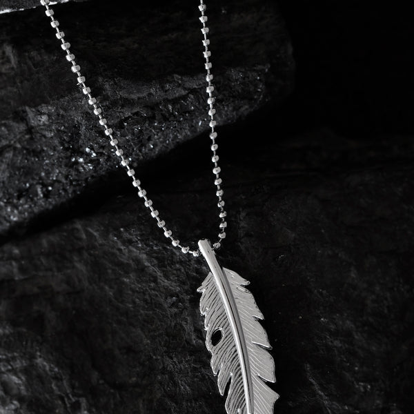 VOJ Silver Plated Men Chain With Leaf Shaped Pendent - Distacart