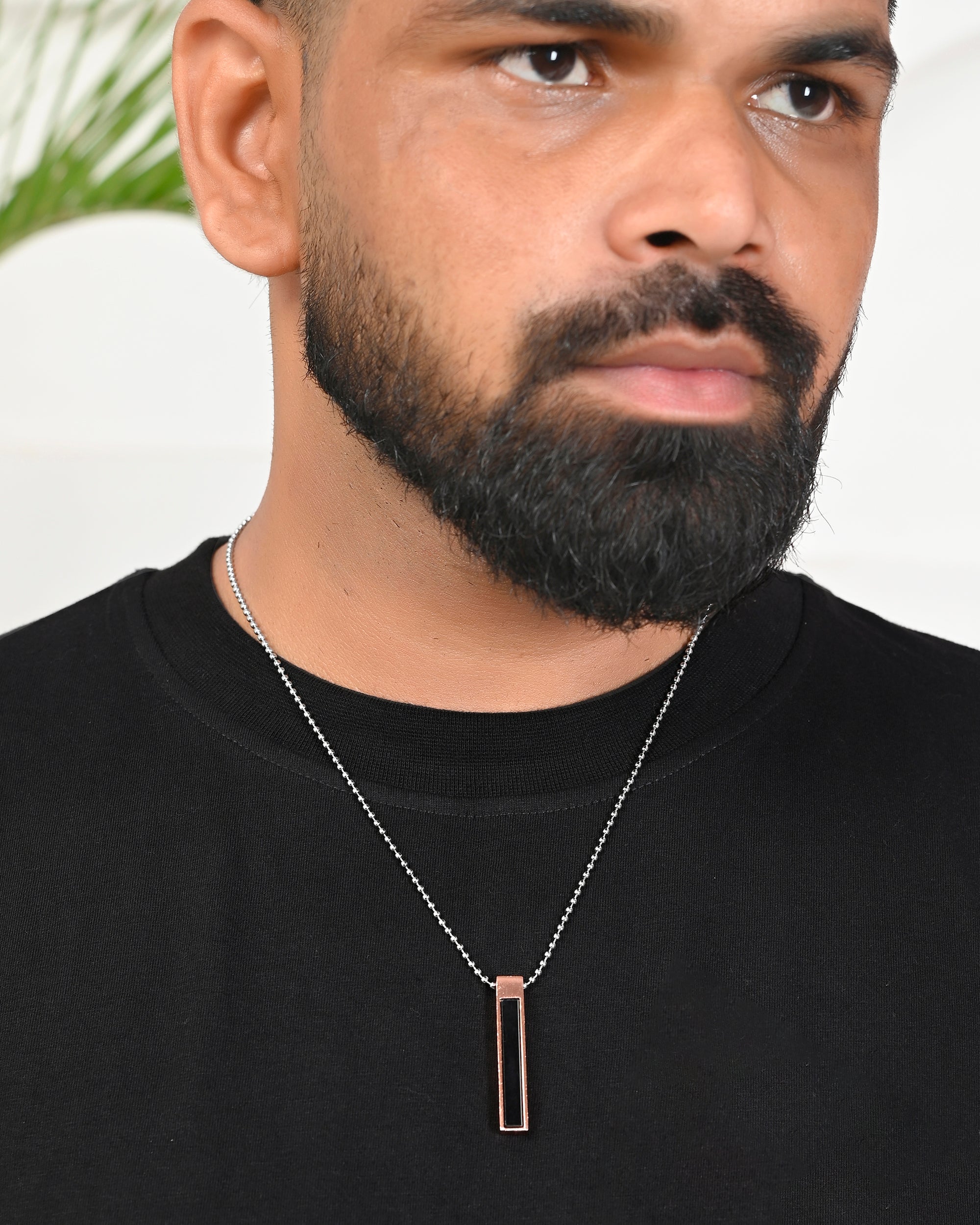 VOJ Silver Plated Men Chain With Rectangular Shaped Pendent - Distacart