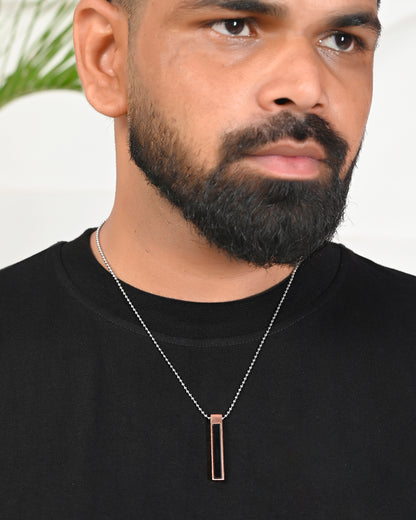 VOJ Silver Plated Men Chain With Rectangular Shaped Pendent - Distacart