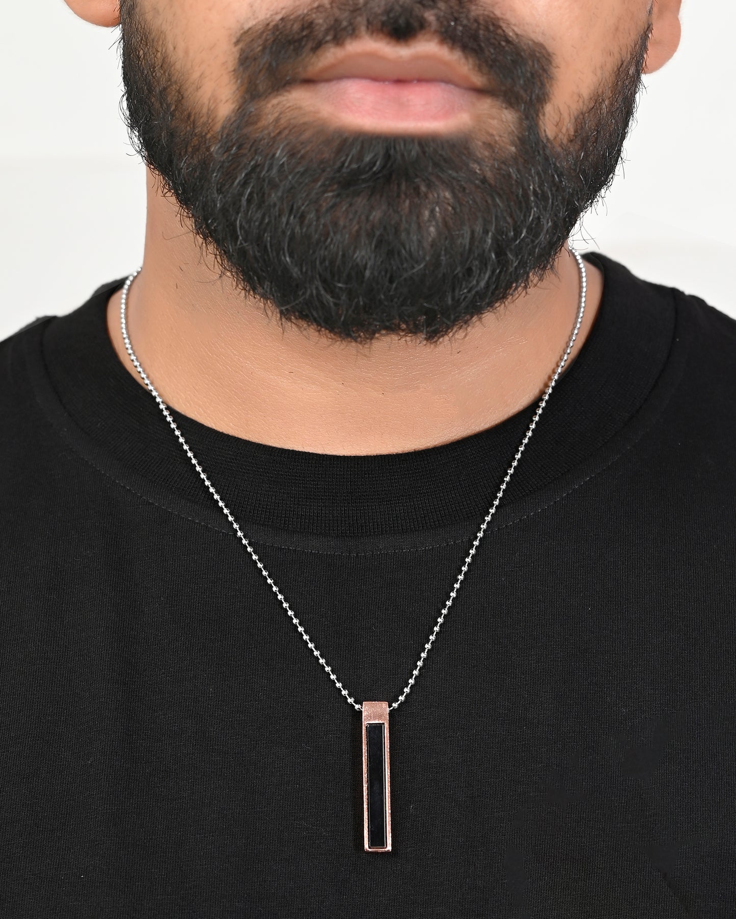 VOJ Silver Plated Men Chain With Rectangular Shaped Pendent - Distacart