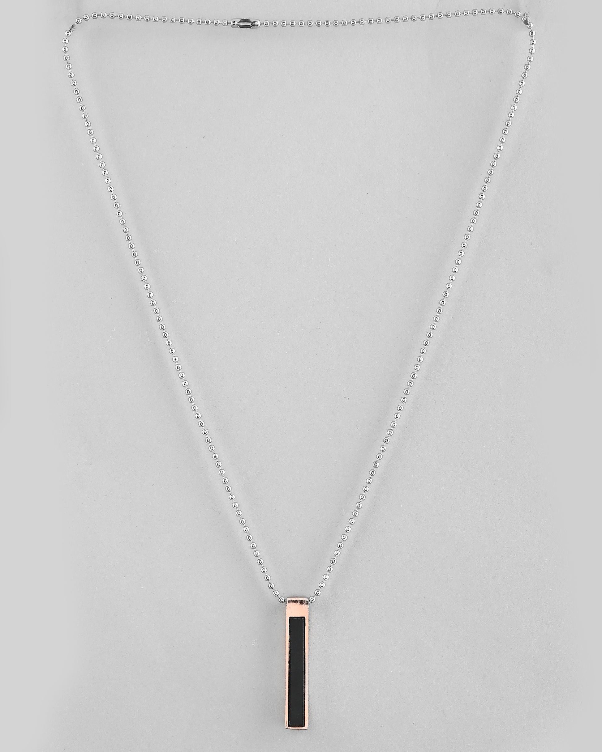 VOJ Silver Plated Men Chain With Rectangular Shaped Pendent - Distacart