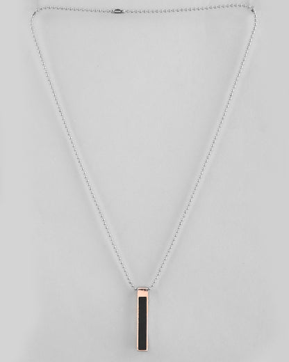 VOJ Silver Plated Men Chain With Rectangular Shaped Pendent - Distacart