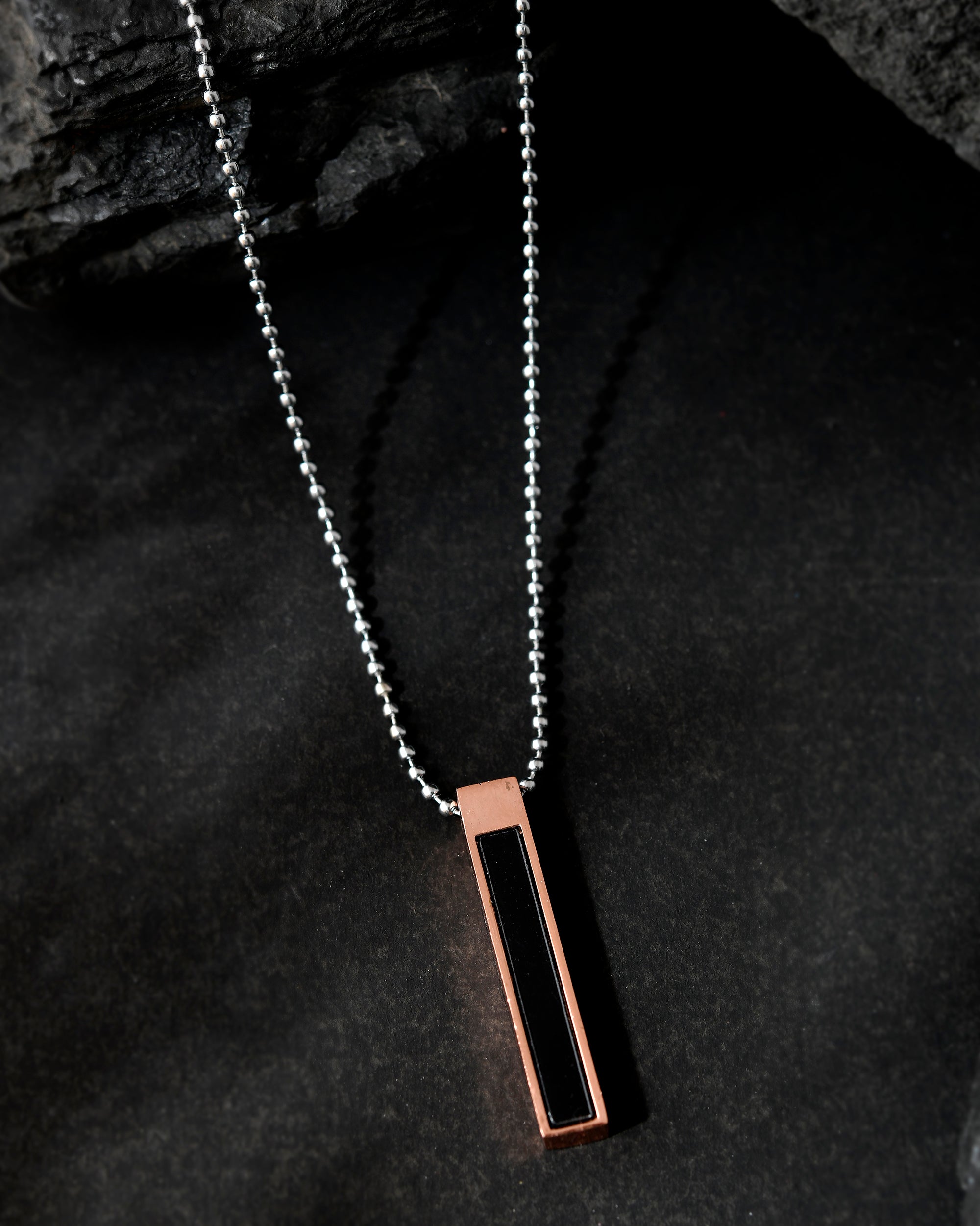 VOJ Silver Plated Men Chain With Rectangular Shaped Pendent - Distacart